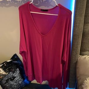 Pink long sleeve v-neck blouse